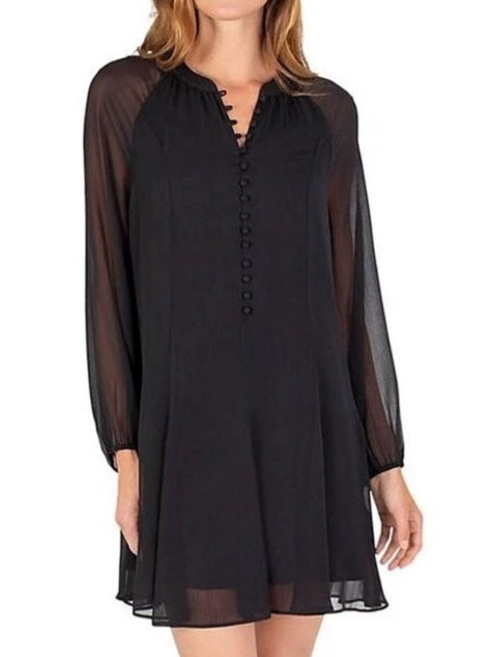 Joie black balloon sleeve dress large NWT